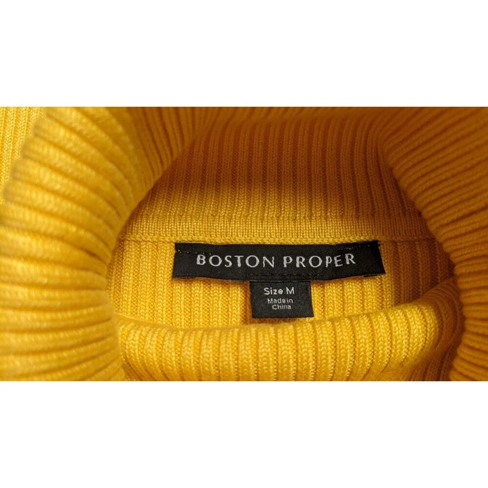 NWT~BOSTON PROPER Women's Marigold Yellow Viscose Blend Turtleneck Sweater M